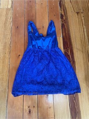 Nine Bird Royal Blue Lace Mixed Media Mini Dress
